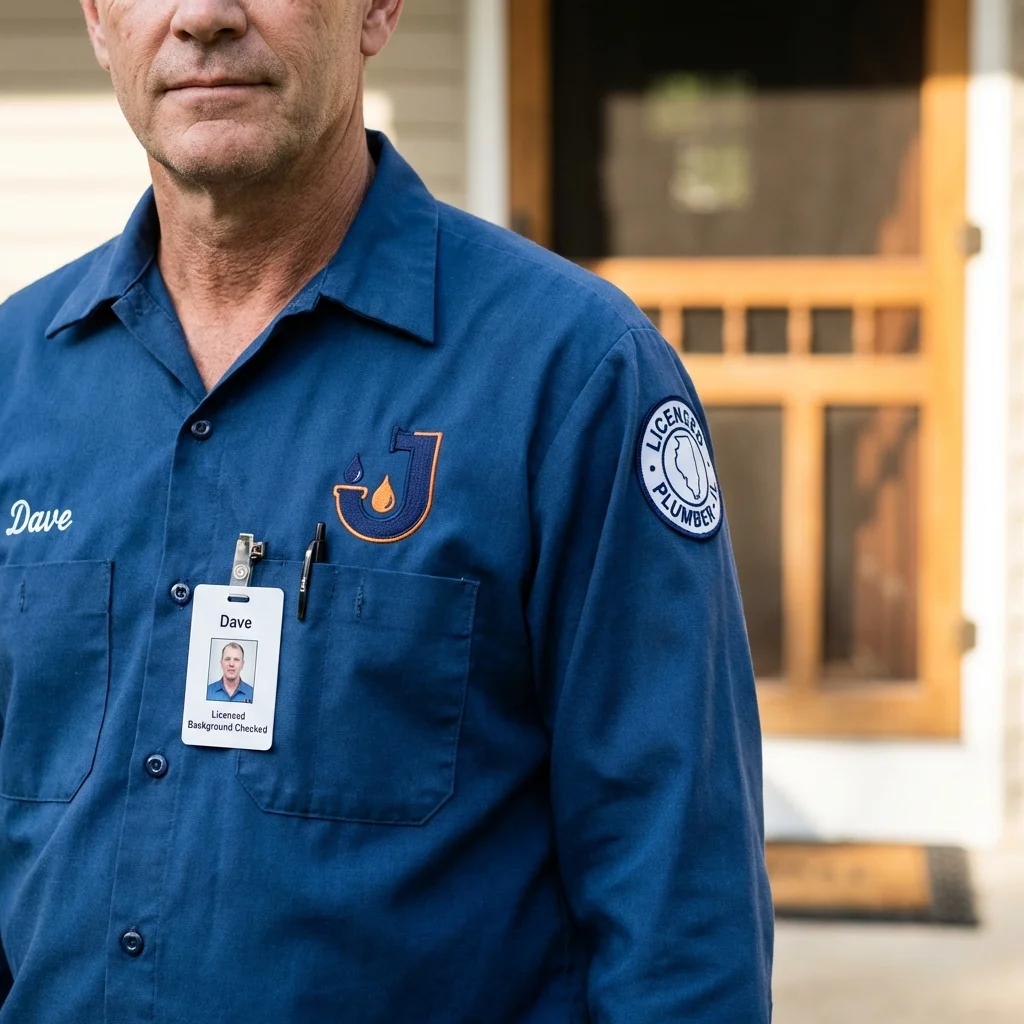 Licensed plumber showing ID badge in East Haven, CT
