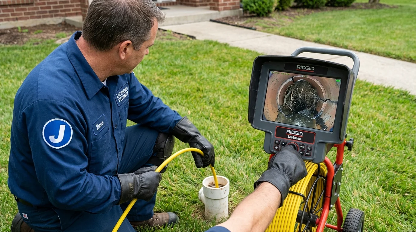 Sewer camera inspection being performed by Johns Plumbing LLC in East Haven